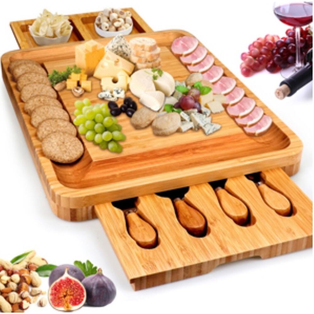 Bamboo Charcuterie Cheese Board with Cheese Tools - Picture 6 of 10